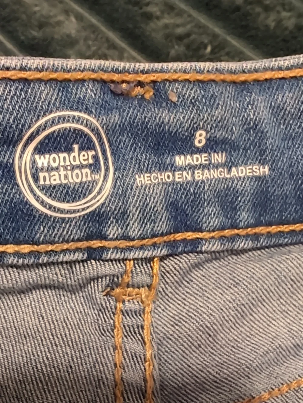 wonder nation Girls Blue Denim Embroidered Jean Shorts - Size 8